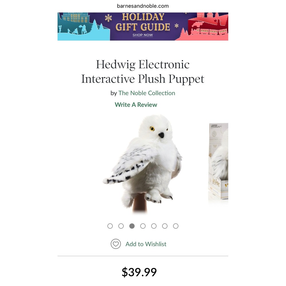 The Noble Collection Hedwig Electronic Interactive Plush Puppet Harry Potter